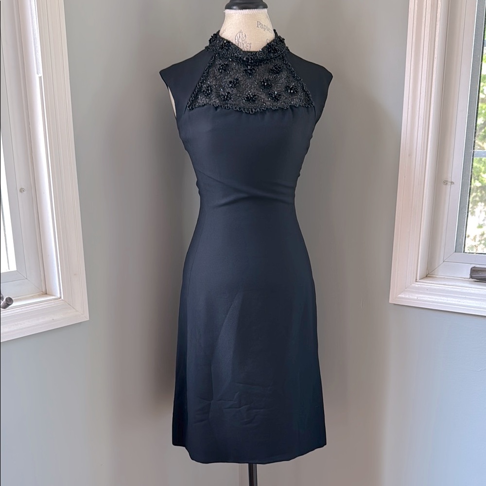 Vintage Jackson Graves sequined embellished  little black dress EVC size XS/S‎